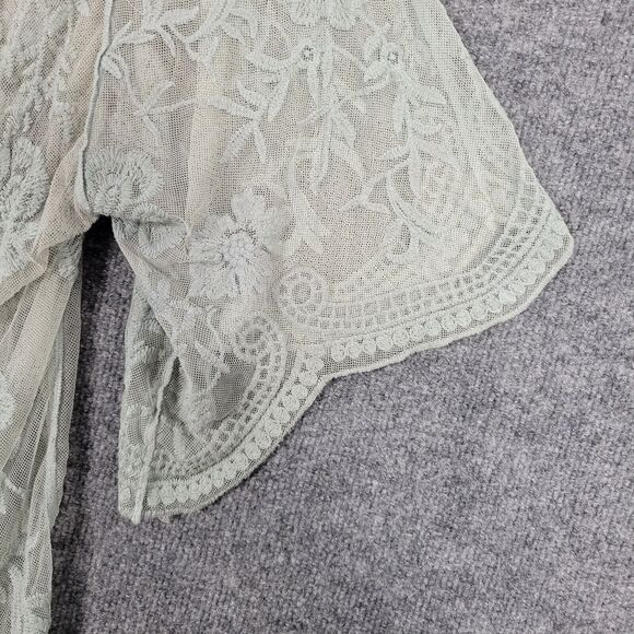 POLAGRAM Green Sheer Lace Kimono Fairy Romantic Feminine Dainty Flowy ONE SIZE - Picture 3 of 9